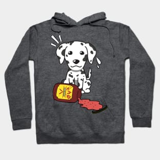 Funny Dalmatian Spills a jar of BBQ Sauce Hoodie